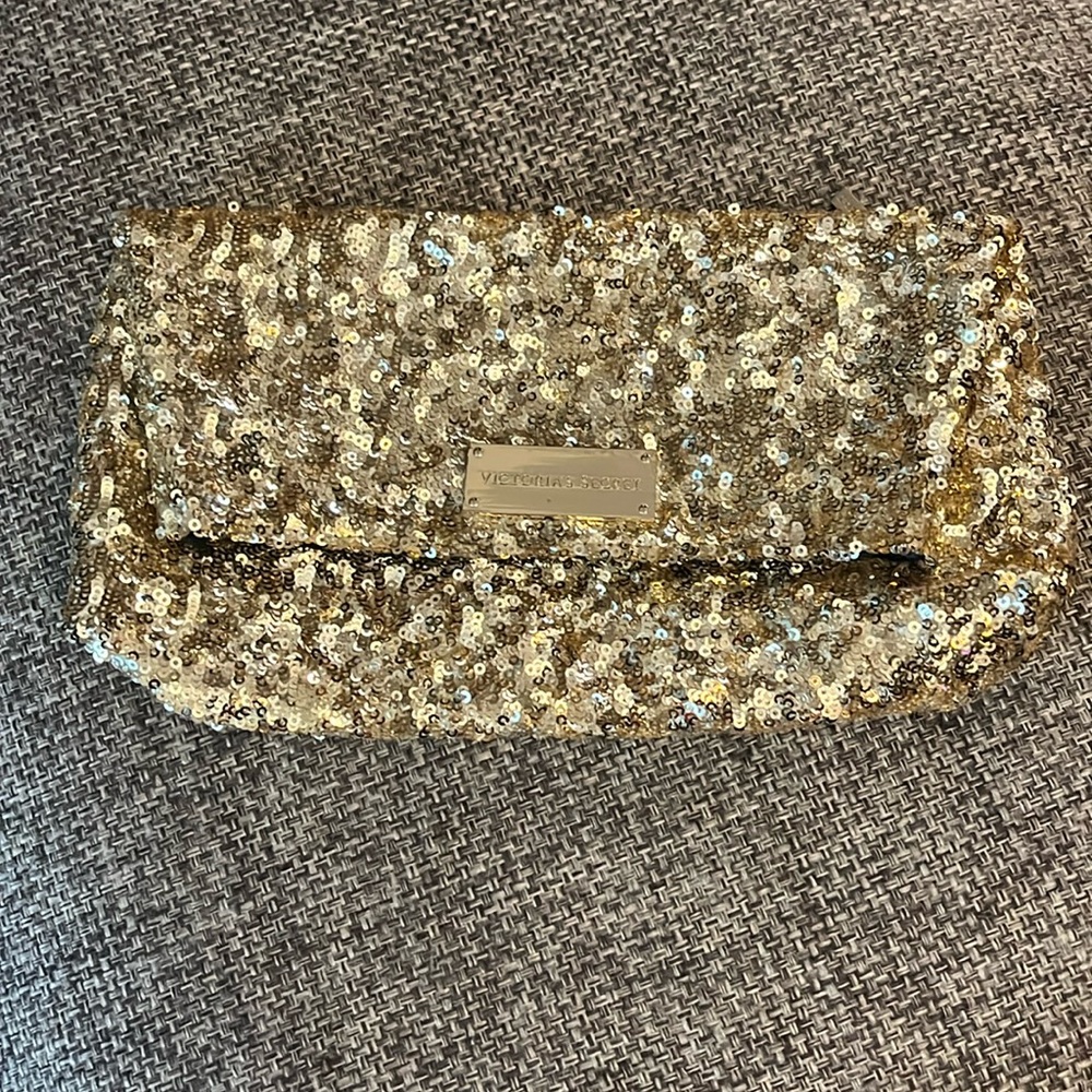 NWOT Victoria's Secret Gold Sequins Pouch Clutch